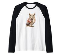 Bonito búho del Reino Unido con Gafas con un Aspecto Fresco Camiseta Manga Raglan