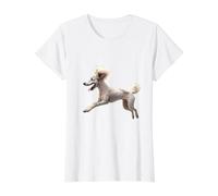 Bonito caniche Cachorro Perro papá mamá Mascota Mejor Amigo Inteligente Camiseta gráfica económica, Mujer, Blanco, XS