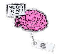 Bonito carrete de insignia de cerebro, soporte retráctil de identificación cerebral BE Kind to ME, clip de insignia de cerebro de neurología, soporte de insignia de enfermera, carrete de insignia de