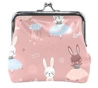 Bonito cartera de piel para mujer, diseño de conejitos de ballet, color rosa, con hebilla y cierre de beso para monedas, Lovely Ballet Bunnies Pink, UNITALLA, Lovely Ballet Bunnies Pink, UNITALLA