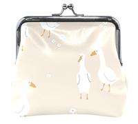 Bonito cartera de piel para mujer, diseño de ganso blanco, con hebilla de beso, pequeño cambio, para niñas, Lindos gansos blancos divertidos, UNITALLA, Lindos gansos blancos divertidos, UNITALLA