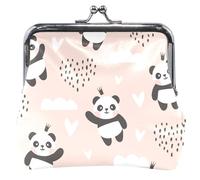 Bonito cartera floral para hombres y mujeres, con cierre de beso de piel, diseño de panda con corazón de nube, color rosa, Cute Panda Cloud Heart Pink, UNITALLA, Cute Panda Cloud Heart Pink, UNITALLA