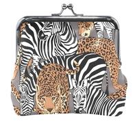 Bonito cartera para mujer, con cierre de beso de piel, con animales salvajes, bolsa de cambio de dinero gris, Wild Safari Animals Grey, UNITALLA, Classic, Wild Safari Animals Grey, UNITALLA, Classic