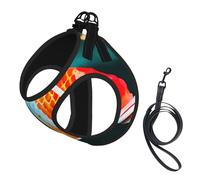 Bonito chaleco con correa para mascotas con estampado de peces koi, para perros pequeños, ajustable y cómodo, esencial para gatos y cachorros