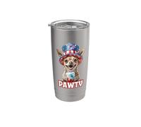 Bonito chihuahua patriótico con sombrero de bandera estadounidense Vaso térmico de acero inoxidable de doble pared