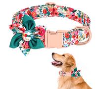 Bonito collar de perro para cachorro, perros pequeños, medianos y grandes, collar de perro ajustable con hebilla de metal desmontable, collar de perro con patrón floral, 3 tamaños para cuellos de 8.7