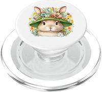 Bonito Conejo de Pascua Floral Acogedor con Sombrero de Flores para Adolescentes PopSockets PopGrip para MagSafe