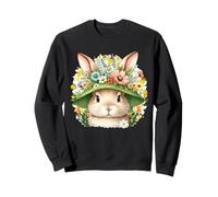 Bonito Conejo de Pascua Floral Acogedor con Sombrero de Flores para Adolescentes Sudadera