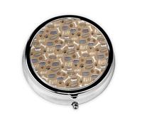 Bonito cuenco de hueso de perro Woof Paw Este pequeño pastillero redondo es un organizador portátil de medicamentos de viaje con tres compartimentos para almacenar medicamentos diarios.