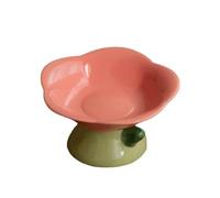 Bonito Cuenco for Gatos Antideslizante con Forma de Flor, alimentador pie Alto for Perros y Cachorros, alimentación, Agua, Plato Elevado, Suministros for Mascotas(Pink Plate)