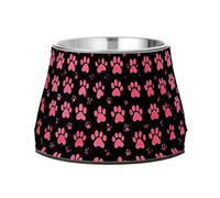 Bonito cuenco negro con estampado de huellas de perro rubor para mascotas, cuencos de agua de acero inoxidable mejorados para amar a las mascotas, ralentizar la alimentación