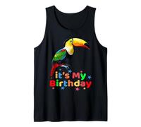 Bonito cumpleaños de tucán Colorido para Todos los niños de la Familia Camiseta sin Mangas