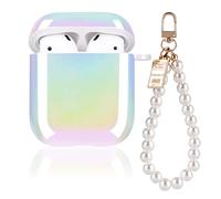 Bonito de Estuche Brillantes para AirPods 1/2 con TPU Suave a Prueba de Golpes, Anti-Rasguños Anti-Polvo, Cubierta Delicado con Llavero Perlas para Niñas, Fácil Transporte para AirPods 1&2 - Arco Iris