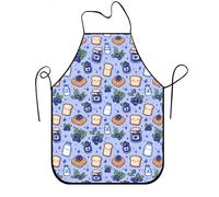 Bonito delantal con estampado de alimentos para cocinar, delantal de cocina elegante con patrón de pan y mermelada, ideal para adultos en hornear, barbacoa y, Azul, 24x31 Inch