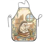 Bonito delantal de erizo para cocinar, acogedor delantal de cocina vintage con ilustración de animales, decoración para el hogar y la cocina para hornear barbacoa, Varios colores, 24x31 Inch