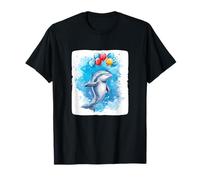 Bonito delfín con globos para un ambiente encantador Camiseta