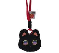 Bonito dije para bolsa de gato, bonito dije de llavero de felpa de gatito, bonito llavero de peluche con diseño de gato chirriante para mochila para novia, NEGRO, Refer to description