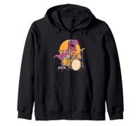 Bonito Dinosaurio con Gafas de Sol y batería Instrumento Sudadera con Capucha