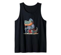 Bonito Dinosaurio en Caballero Busca Amantes de Las Espadas Medievales Camiseta sin Mangas