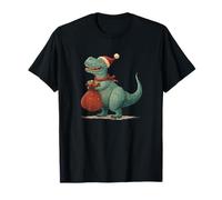 Bonito Dinosaurio en Santa Claus Busca Navidad Camiseta