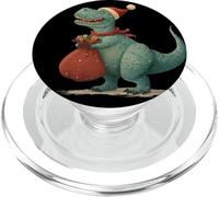 Bonito Dinosaurio en Santa Claus Busca Navidad PopSockets PopGrip para MagSafe