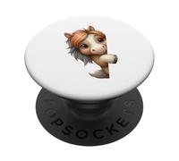 Bonito diseño de Caballo Kawaii Peeking Pony Amante PopSockets PopGrip Adhesivo