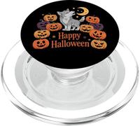 Bonito diseño de Calabaza de Halloween con Lobo Gris Aullando PopSockets PopGrip para MagSafe