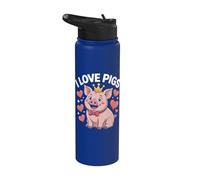 Bonito diseño de cerdo I Love Pigs Adorable Piggy Stainless Steel Insulated Water Bottle