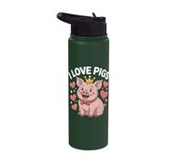 Bonito diseño de cerdo I Love Pigs Adorable Piggy Stainless Steel Insulated Water Bottle