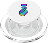 Bonito diseño de corazón de Dedo Degradado arcoíris PopSockets PopGrip para MagSafe