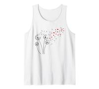 Bonito diseño de corazón de San Valentín para Mujer, diseño Floral de Diente de león Camiseta sin Mangas