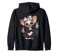 Bonito diseño de Dibujos Animados de Perro de Estilo Retro de Chihuahua Sudadera con Capucha