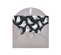 Bonito diseño de fantasma blanco de Halloween, 1 tarjeta de felicitación impresa con sobre, diseños únicos para invitaciones a festivales