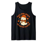 Bonito diseño de Fantasma otoñal de Fall for Jesus He Never Leaves Camiseta sin Mangas