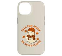 Bonito diseño de Fantasma otoñal de Fall for Jesus He Never Leaves Carcasa para iPhone 14