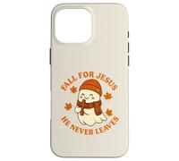 Bonito diseño de Fantasma otoñal de Fall for Jesus He Never Leaves Carcasa para iPhone 16 Pro MAX