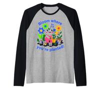 Bonito diseño de Flor de Rana Que florece Donde estás plantado Camiseta Manga Raglan