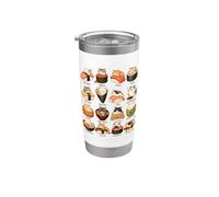 Bonito diseño de gato Kawaii Sushi, bonito dibujo de anime para gatos, amantes de la comida Vaso térmico de acero inoxidable de doble pared