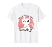 Bonito diseño de Juego de Palabras de Gato Kawaii Best Days Are meowdays Camiseta