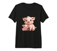 Bonito diseño de mamá cerdita y Cerdito bebé Camiseta Premium