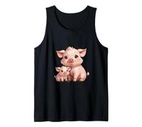 Bonito diseño de mamá cerdita y Cerdito bebé Camiseta sin Mangas