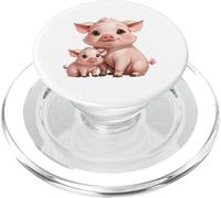 Bonito diseño de mamá cerdita y Cerdito bebé PopSockets PopGrip para MagSafe
