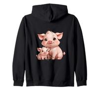 Bonito diseño de mamá cerdita y Cerdito bebé Sudadera con Capucha