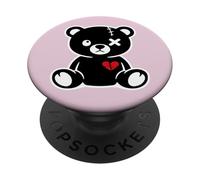 Bonito diseño de Oso de Peluche Negro Roto PopSockets PopGrip Adhesivo