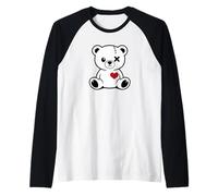 Bonito diseño de Oso de Peluche Roto Camiseta Manga Raglan