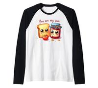 Bonito diseño de Pareja Dulce de Manzana de Mermelada de Tostada Camiseta Manga Raglan