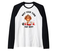 Bonito diseño de Pavo de Acción de Gracias | Wait Your Turn Fat Boy Camiseta Manga Raglan
