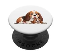 Bonito diseño de Perro Beagle y Cachorro para Amantes de Las Mascotas PopSockets PopGrip Adhesivo