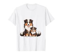 Bonito diseño de Perro Pastor Australiano y Cachorro Camiseta
