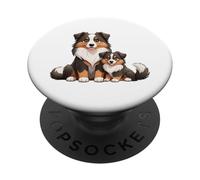 Bonito diseño de Perro Pastor Australiano y Cachorro PopSockets PopGrip Adhesivo